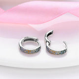 Colorful Zircon Earrings 925 Silver Cubic Pink Heart Wedding Jewelry