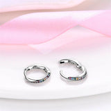 Colorful Zircon Earrings 925 Silver Cubic Pink Heart Wedding Jewelry
