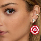925 Silver Sea Purple Zircon Stud Earring Women Vintage Fine Jewelry