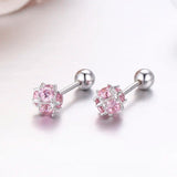 CZ Square Ball 925 Sterling Silver Stud Earrings
