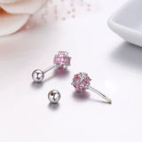 CZ Square Ball 925 Sterling Silver Stud Earrings