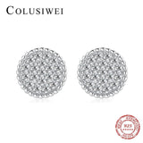 Colusiwei 925 Silver Round Zirconia Stud Earrings for Women