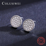 Colusiwei 925 Silver Round Zirconia Stud Earrings for Women