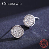 Colusiwei 925 Silver Round Zirconia Stud Earrings for Women