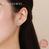 Colusiwei 925 Silver Round Zirconia Stud Earrings for Women