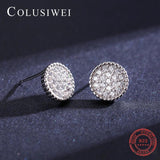 Colusiwei 925 Silver Round Zirconia Stud Earrings for Women