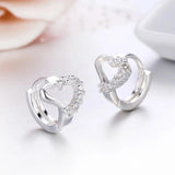 925 Silver Heart CZ Hoop Earrings For Women Girls