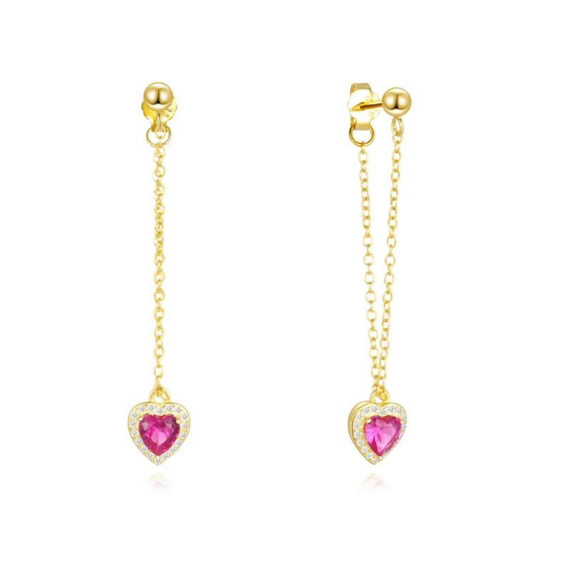 Heart Chain Earring 925 Sterling Silver Dangles Earrings For Women