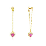 Heart Chain Earring 925 Sterling Silver Dangles Earrings For Women