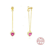 Heart Chain Earring 925 Sterling Silver Dangles Earrings For Women