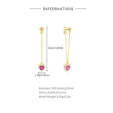 Heart Chain Earring 925 Sterling Silver Dangles Earrings For Women