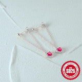 Heart Chain Earring 925 Sterling Silver Dangles Earrings For Women