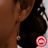 Heart Chain Earring 925 Sterling Silver Dangles Earrings For Women
