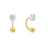 925 Sterling Silver U-Shape Ball Stud Earring