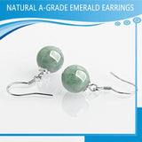 Natural Jadeite Round Bead Earring S925 Silver Women Fine Jewelry