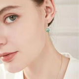 Natural Jadeite Round Bead Earring S925 Silver Women Fine Jewelry