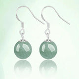 Natural Jadeite Round Bead Earring S925 Silver Women Fine Jewelry