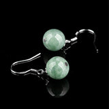 Natural Jadeite Round Bead Earring S925 Silver Women Fine Jewelry