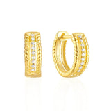 925 Silver Twist CZ Zircon Buckle Hoops Earrings