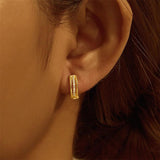 925 Silver Twist CZ Zircon Buckle Hoops Earrings