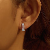 925 Silver Twist CZ Zircon Buckle Hoops Earrings