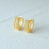 925 Silver Twist CZ Zircon Buckle Hoops Earrings