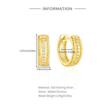 925 Silver Twist CZ Zircon Buckle Hoops Earrings