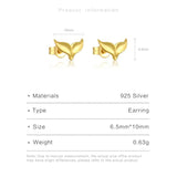 925 Silver Fish Tail Stud Earring Clips Piercing Pendiente