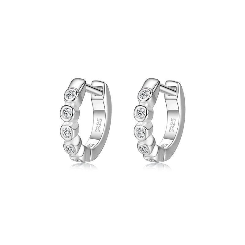925 Sterling Silver CZ Small Hoop Earrings for Women Turquoise Tiny Jewelry
