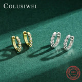 925 Sterling Silver CZ Small Hoop Earrings for Women Turquoise Tiny Jewelry