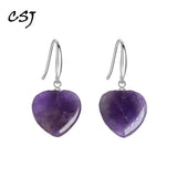 Amethyst Earrings Sterling Silver Heart 15mm for Women Gift