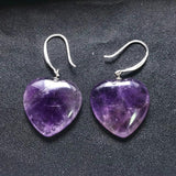 Amethyst Earrings Sterling Silver Heart 15mm for Women Gift