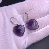 Amethyst Earrings Sterling Silver Heart 15mm for Women Gift