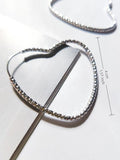 S925 Silver Heart Hoops Earrings Mirrors Lines Fashionable Design