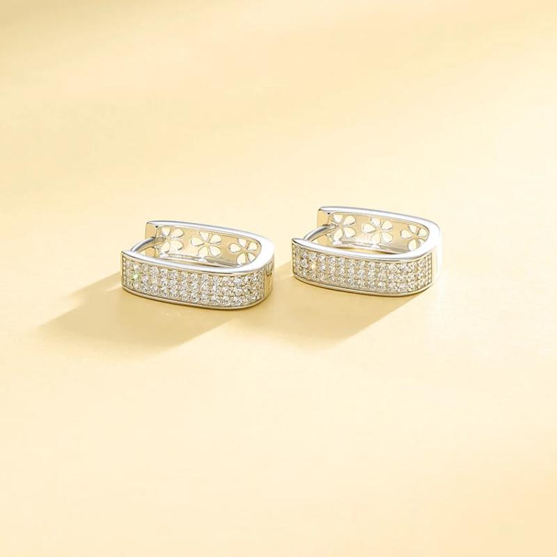925 Silver Zircon Huggie Earrings for Women
