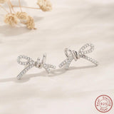 925 Silver Tie Zircon Earrings Christmas Gift Women