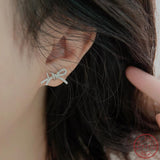 925 Silver Tie Zircon Earrings Christmas Gift Women