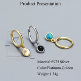 925 Silver Moonstone/Agate/Turquoise Drop Earrings for Women