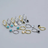 925 Silver Moonstone/Agate/Turquoise Drop Earrings for Women