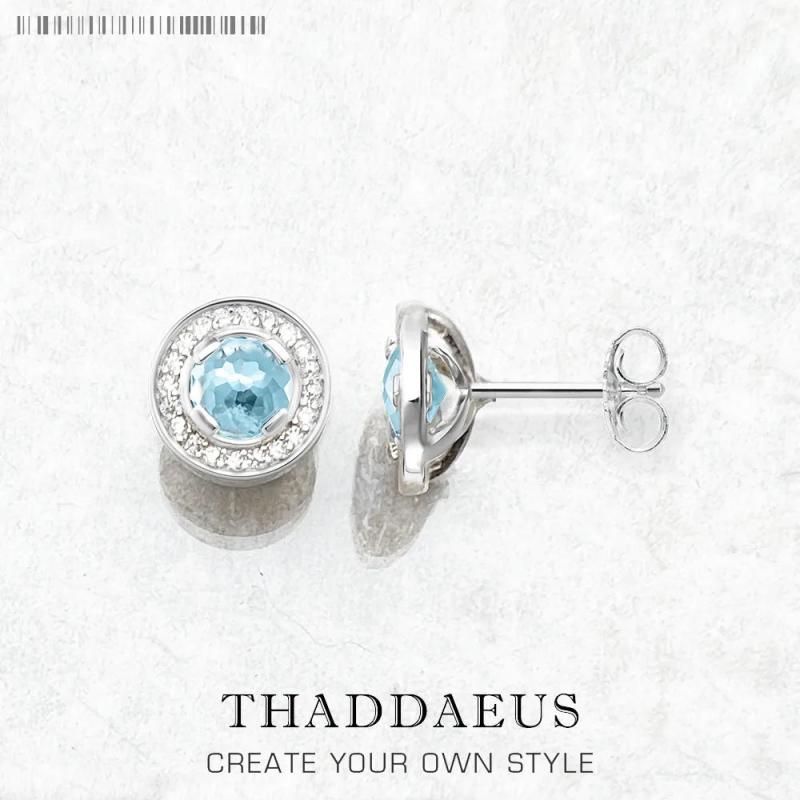 925 Silver Round Light Studs Earrings Europe Style Crystal Gift