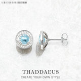 925 Silver Round Light Studs Earrings Europe Style Crystal Gift