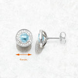 925 Silver Round Light Studs Earrings Europe Style Crystal Gift