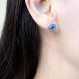 925 Silver Round Light Studs Earrings Europe Style Crystal Gift