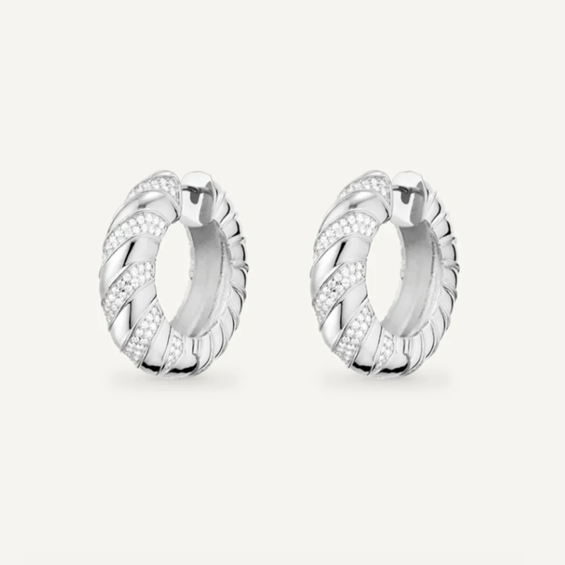 925 Silver Zircon CZ Hoop Earrings for Women