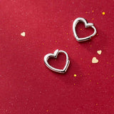 Heart Charm Hoop Earrings 925 Sterling Silver Female Jewelry