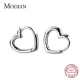Heart Charm Hoop Earrings 925 Sterling Silver Female Jewelry