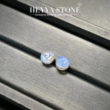 HEYYA STONE Moonstone Stud Earrings 925 Silver Jewelry Classic Style
