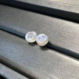 HEYYA STONE Moonstone Stud Earrings 925 Silver Jewelry Classic Style