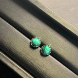HEYYA STONE Malachite Stud Earrings 925 Silver Fine Jewelry Classic Style
