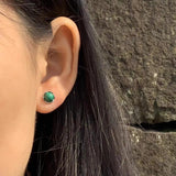 HEYYA STONE Malachite Stud Earrings 925 Silver Fine Jewelry Classic Style